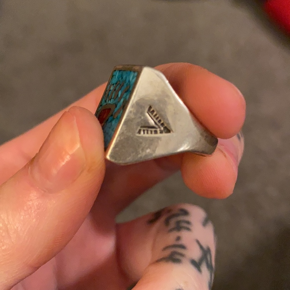 Sterling Silver Turquoise Bear Ring - image 3